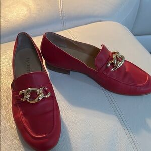 Talbots Red and Gold Flats with Chain Detail